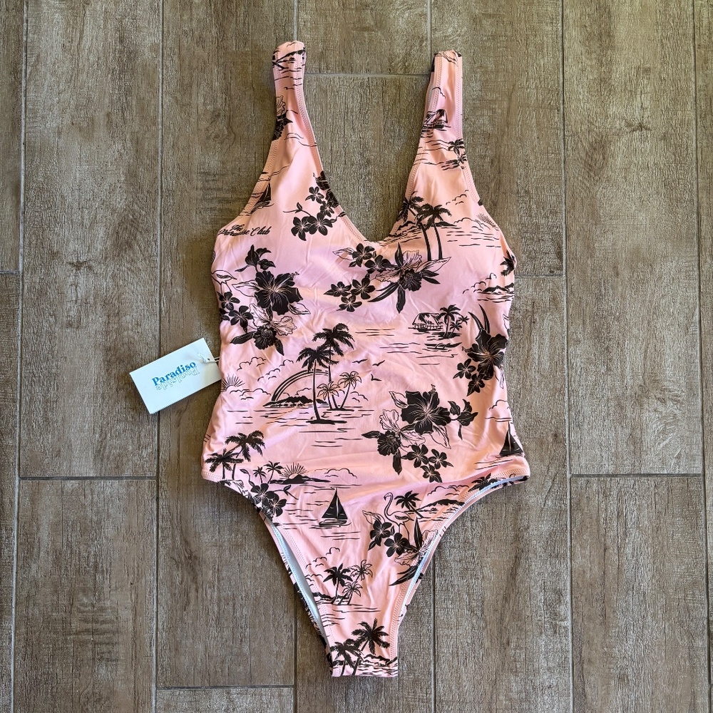 Poolside Paradiso Hawaiian Holiday Deep V One Piece